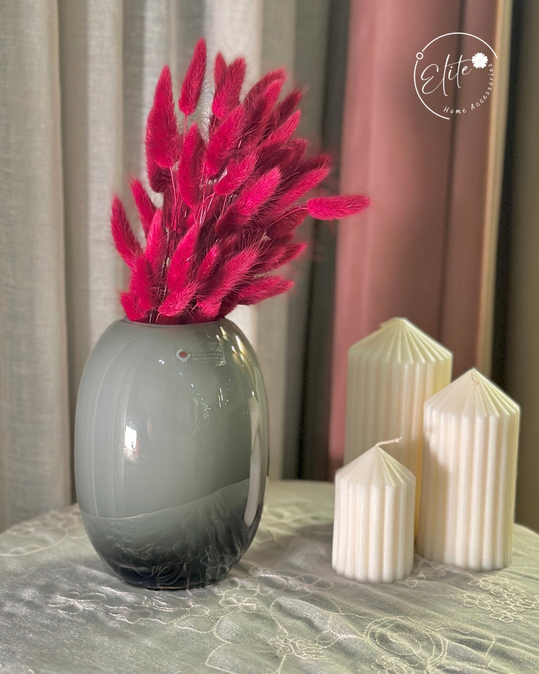 Oval Gray Glass Vase – Wrzesniaks Poland