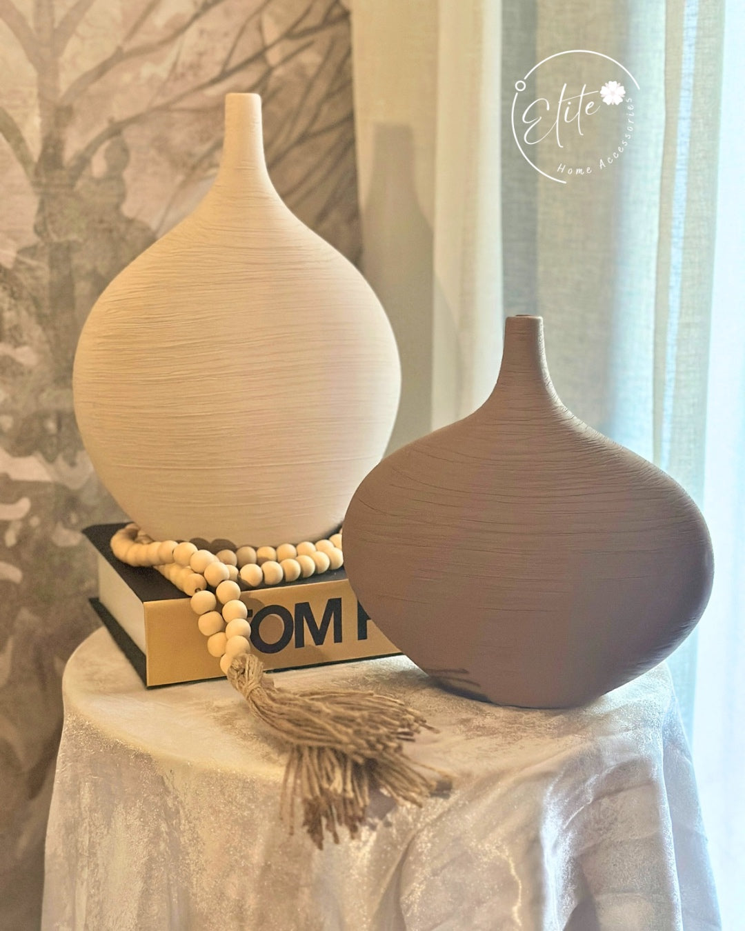 Boho Brown & Beige Ceramic Vase – 2 Colors