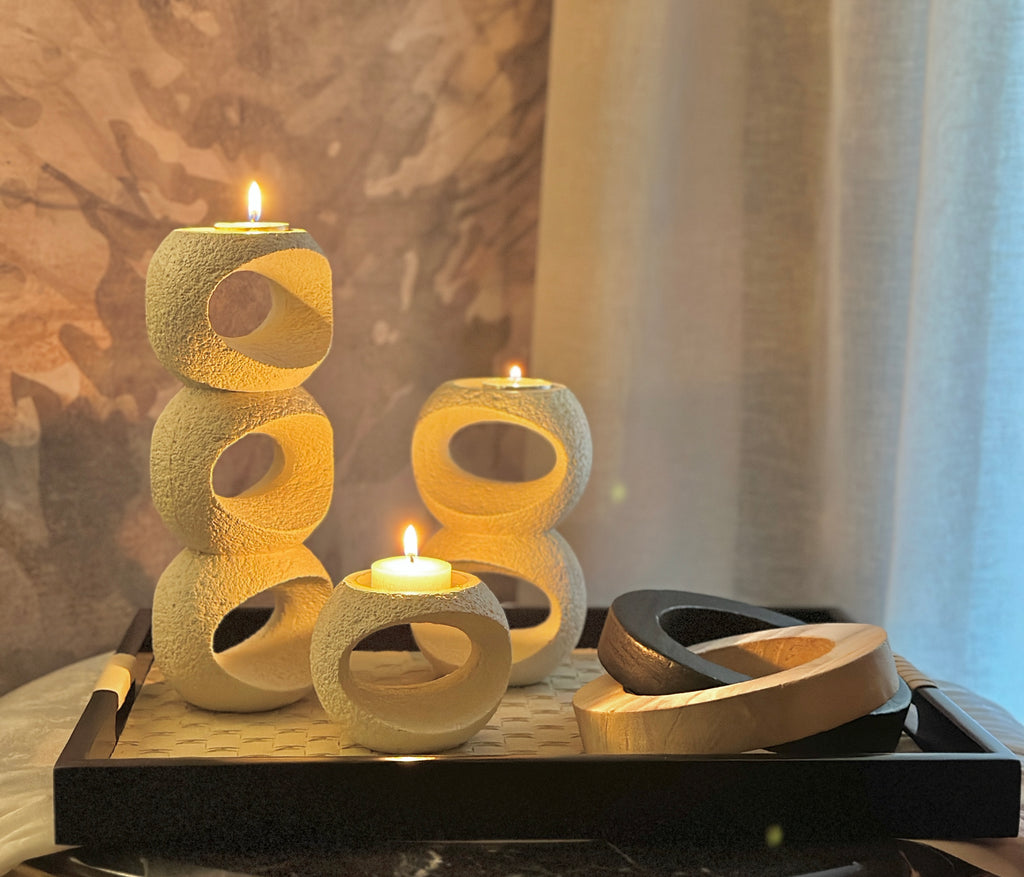 Flame Candle Holder Set of 3 – Luxury Off-White Home Decor