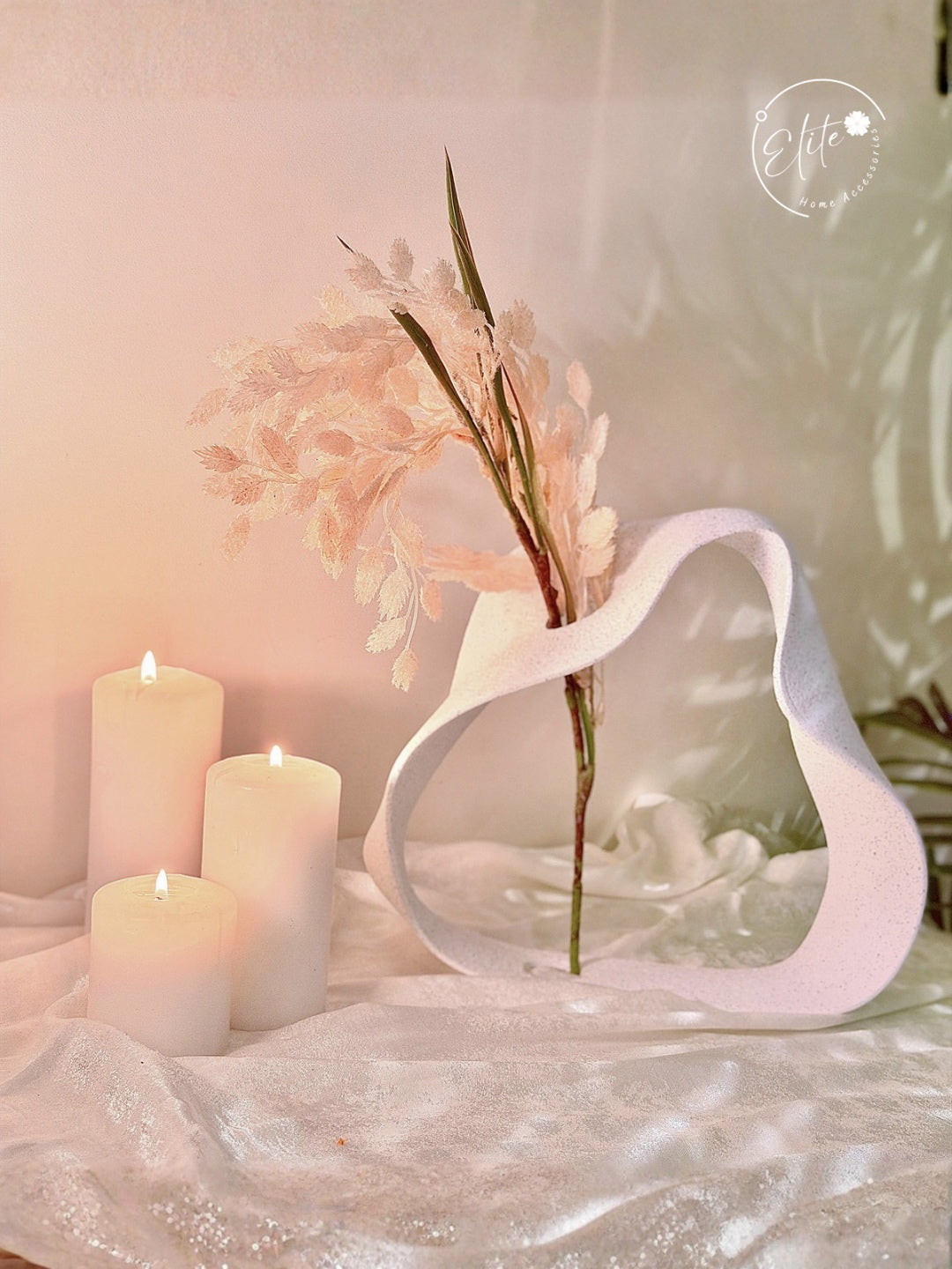 Wavy White Metal Vase
