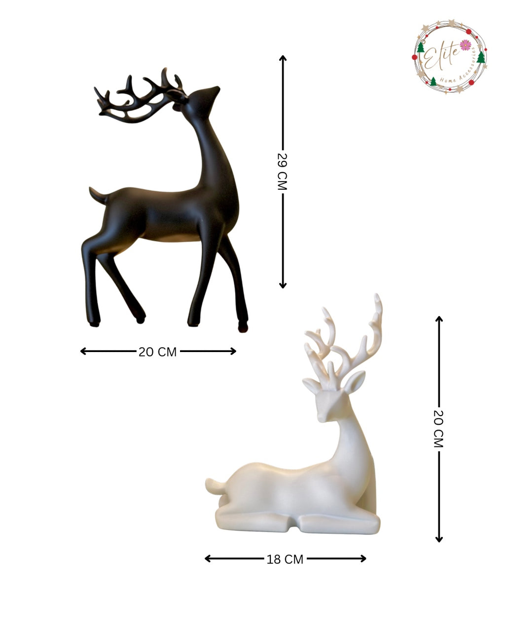 Black & White Deers - طقم تماثيل غزلان أسود وأبيض فاخر