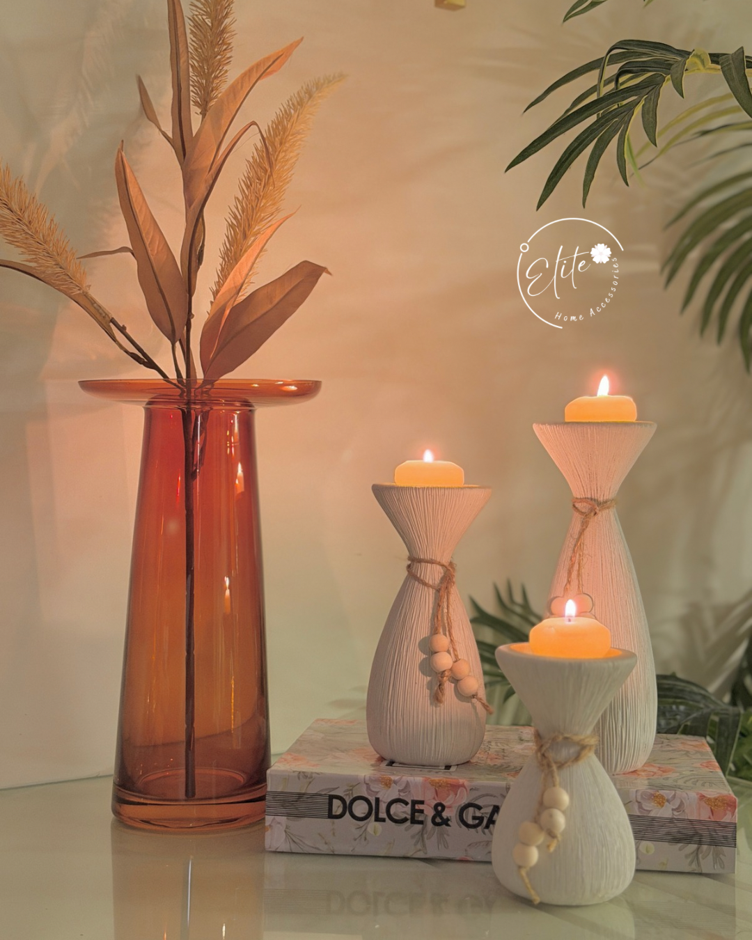 Charm Candle Holder Set - طقم حاملات شموع أوف وايت فاخر