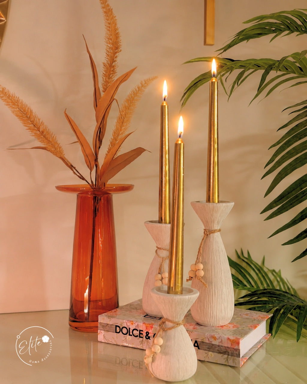 Charm Candle Holder Set - طقم حاملات شموع أوف وايت فاخر