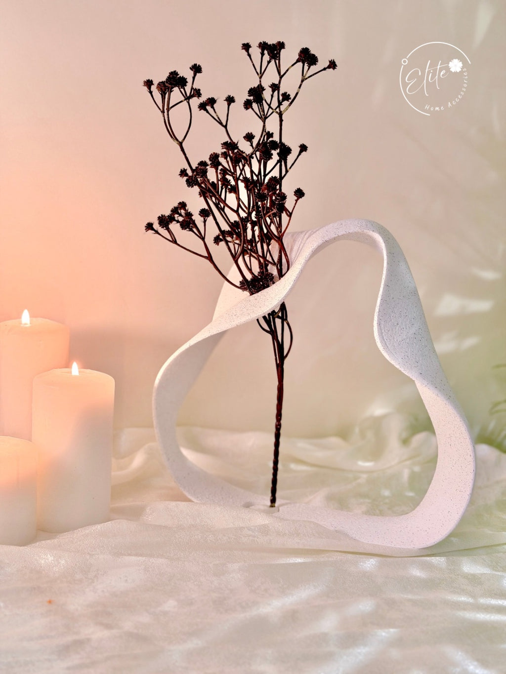Wavy White Metal Vase